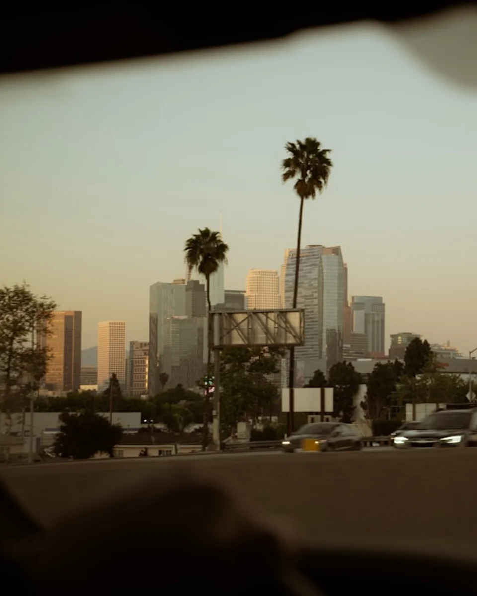 Los Angeles commercial skyline at golden hour