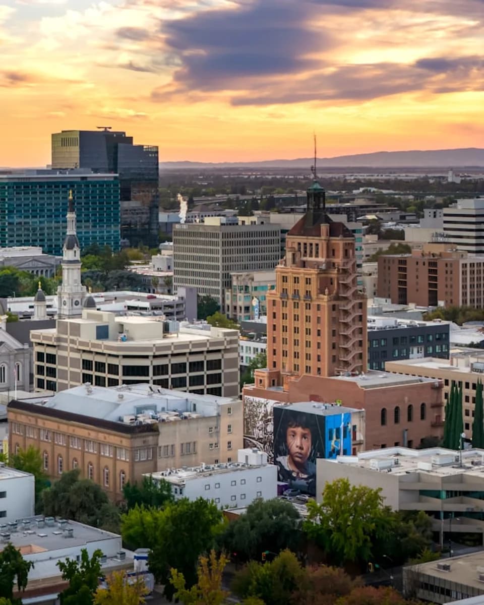 Sacramento commercial skyline near the Capitol