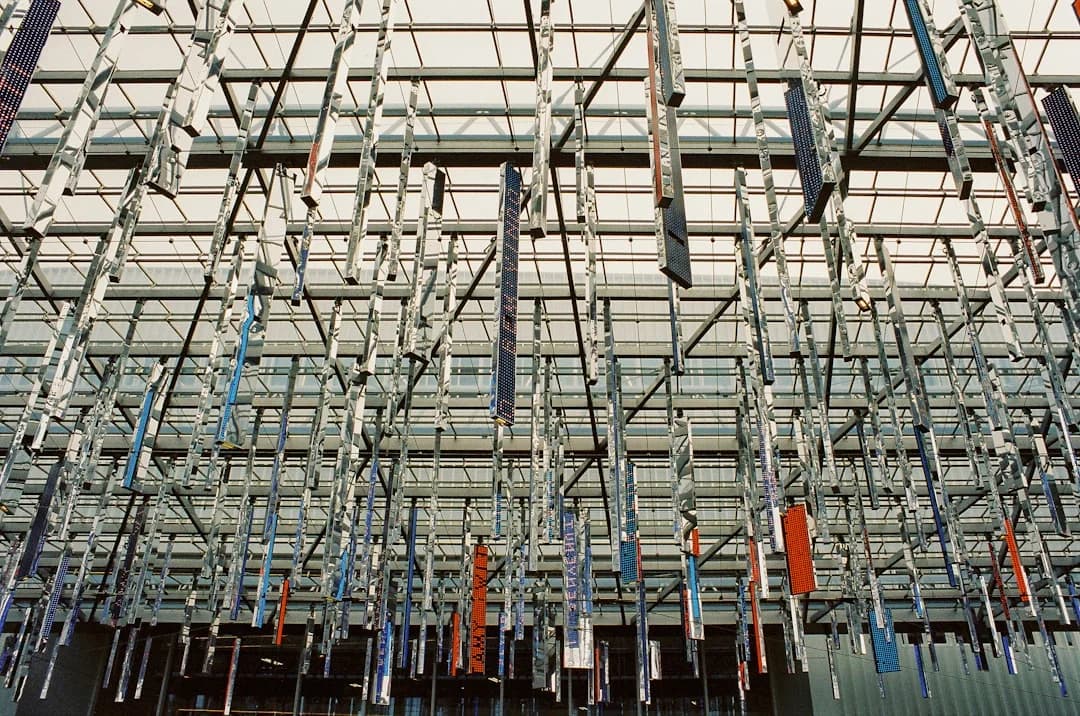 Fire sprinkler head partially blocked by stored goods in a commercial warehouse