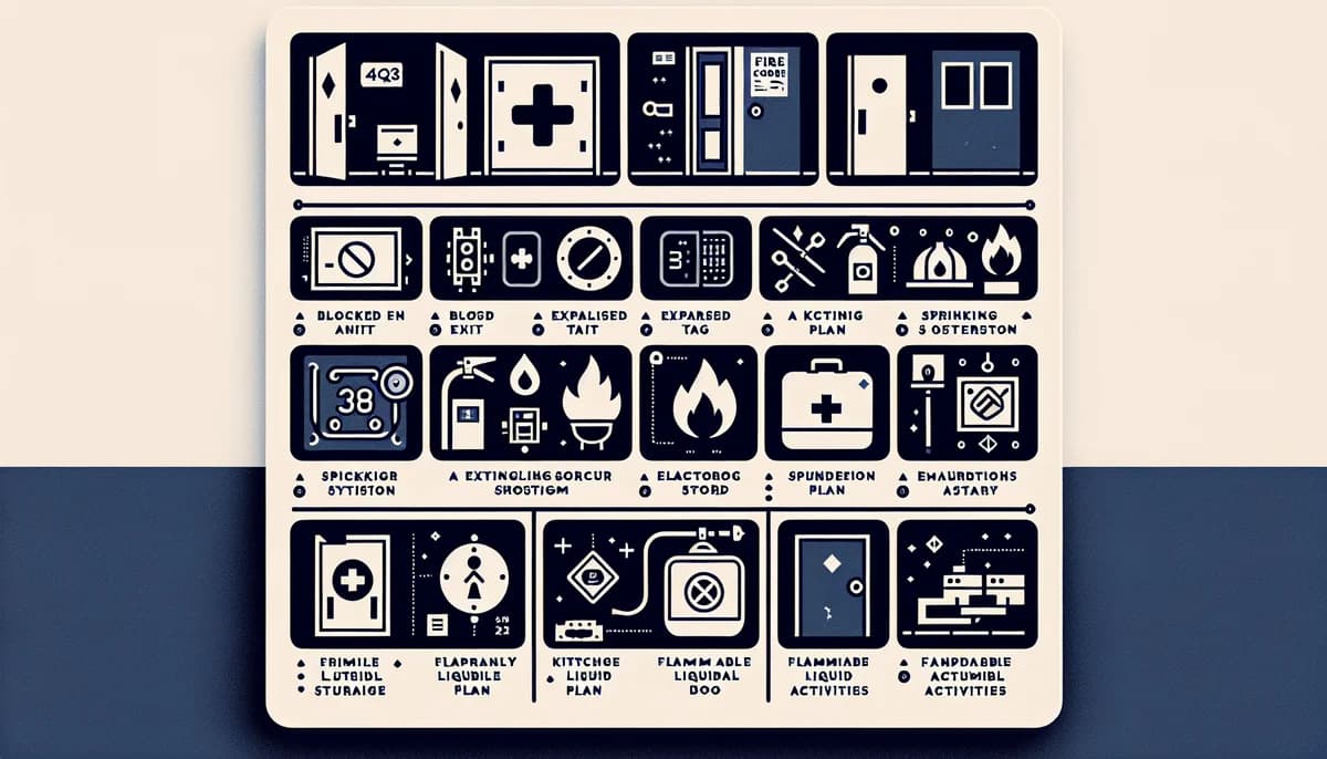 Infographic showing the 12 most common commercial fire code violation categories